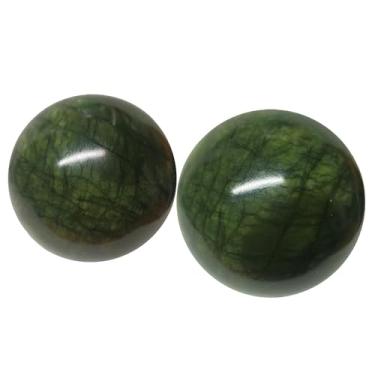 Imagem de LLY Bola de exercício de mão de 5 cm, bola de baoding chinesa, bola de terapia de mão, bola de massagem para alívio do estresse para adultos, aliviando a perda de memória (Xiuyan Jade)