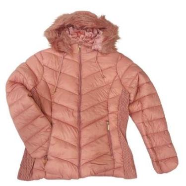 Imagem de Jaqueta Feminina De Frio Plus Size Lisa Capuz Removível-Feminino