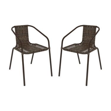 Imagem de Kit 2 Cadeiras De Jardim Junco Sintético Multimóveis Cr8006 Café Mesclado