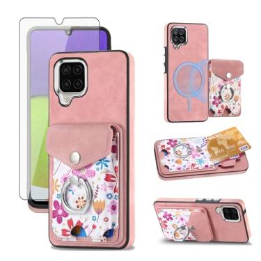 Imagem de Asuwish Capa de telefone para Samsung Galaxy A22 4G 6,4 polegadas capa carteira com protetor de tela anel fino magnético suporte suporte traseiro slot para cartão de crédito M32 M22 F22 A 22 22A G4