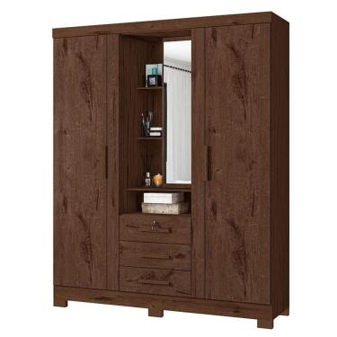 Imagem de Guarda Roupa Solteiro Capelinha Premium 3 Portas Jacarandá – Zanzini