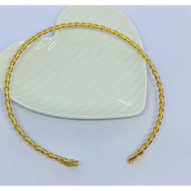Imagem de Colar Choker Feminino Elo Aro Rigido Torcido Grosso Folheado a Ouro Dourado Prata Luxo Lançamento 2024 Tendência Moda