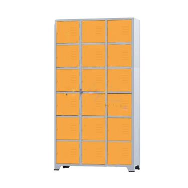 Imagem de Armário Roupeiro De Aço 18 Portas Para Vestiário Academia Locker Laranja com Chave