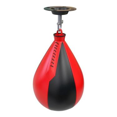 Imagem de rockible Kit de bola de pera de velocidade de boxe, treinamento de velocidade, saco de boxe, bola de reação para fitness, Preto e vermelho