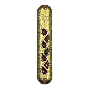 Imagem de Ioensy Porta mezuzah mezuzah placa messiânica mezuzah presente de inauguração bênção decoração de casa, decoração de casa externa, artesanato de metal, estilo D