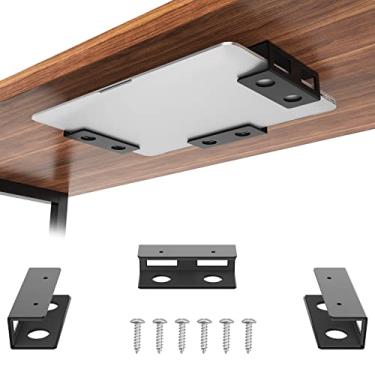 Imagem de GOME Under Desk Laptop Mount Metal Bracket with Felt Board to Protect Your Laptop, Under Desk Laptop Tray Holder Desk Shelf with Screws to Enhanced Stability