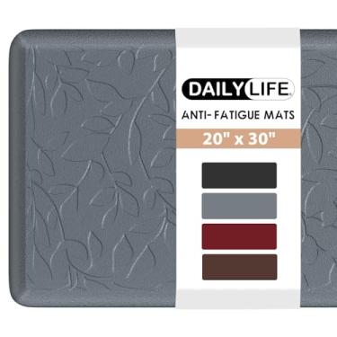 Imagem de Tapete De Cozinha Antifadiga Da DAILYLIFE, Tapete De Cozinha De 1,9 cm De Espessura, Tapete Confortável Para Casa, Escritório, Garagem - Fundo Antiderrapante, Acolchoado (50 cm x 75 cm, Cinza)