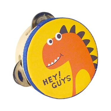 Imagem de Vaveren Pandeiro de mão de madeira tambor de mão musical brinquedo educativo pandeiro de fileiras duplas para jogos crianças crianças meninos meninas, Garota, 10cm