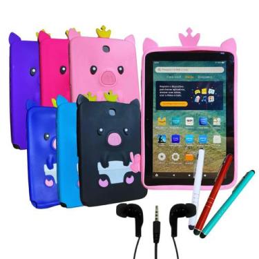 Imagem de Capinha Infantil p/ Tablet Amazon Fire HD8 + Caneta Touch + Fone de Ou