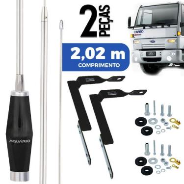 Imagem de 2 Antena Px Inox 1,40m Alongador 60cm Suporte Dianteiro Ford Cargo Par
