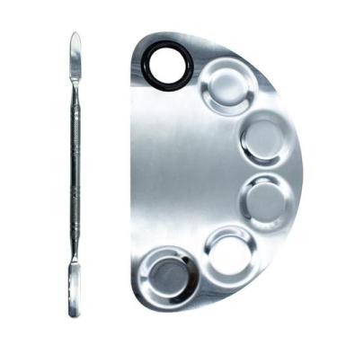 Imagem de Paleta Meia Lua Aplicação De Maquiagem Com Espátula Aço Inox - Arte Se