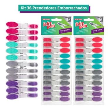 Imagem de Grampo De Roupa Emborrachado Kit 36 Pregador Resistente - Betanin