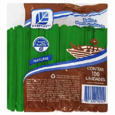 Imagem de 100 Palito De Picolé Sorvete Theoto Ponta Redonda - 4 Cores, Verde