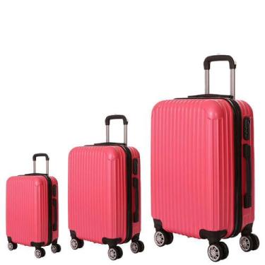 Imagem de Kit 3 Malas de Viagem Grande, Média e Bordo em ABS AS52  c/ puxador e 