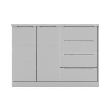 Imagem de Cômoda Infantil 2 Portas 4 Gavetas Lua P04 Cinza - Mpozenato, Cinza, 6