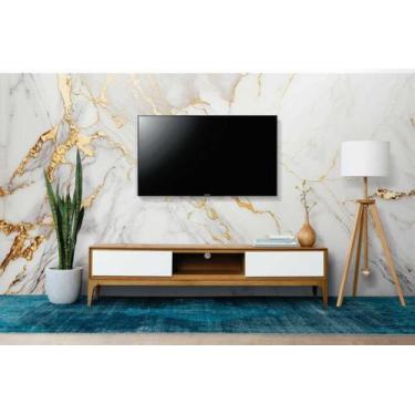 Imagem de Papel de Parede Painel 3D Mármore Branco com Ouro 3,5M Auto Colante La