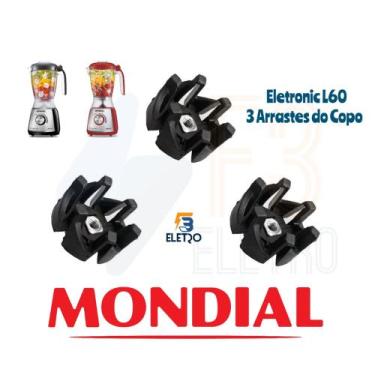 Imagem de Kit 3 Arrastador do Copo para Liquidificador Mondial Eletronic Inox L-