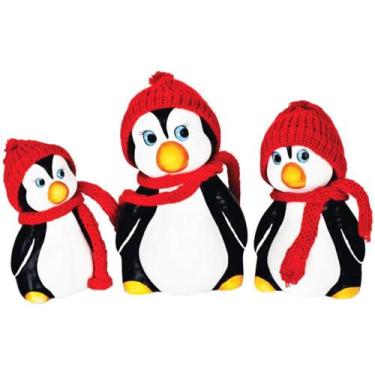 Imagem de Trio De Pinguins Gorro Crochê Família Imperial Decorativos - Retrofenn