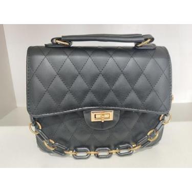 Imagem de Bolsa Transversal Matelassê Com Alça Corrente - Pequena Lua, Preto
