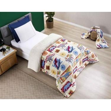 Imagem de SheCoberdrom Infantil Bouti Kids Solteiro Felpudo Dinossauro com Sherp