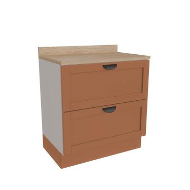 Imagem de Balcão 2 Gavetões 80cm com Tampo Arizona Cabecasa Madeiramadeira Branco/Terracota