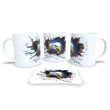 Imagem de Caneca Branca de Porcelana Personalizadas Coleção Arte em 3D (Aguia 5)