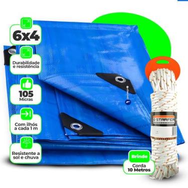 Imagem de Lona Azul Carreteiro Caminhão Piscina Impermeável 6x4 Metros 105 Micra
