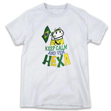 Imagem de 1 Camiseta Brasil Copa Bonequinho Flork Keep Calm and Vem hexa Camisas
