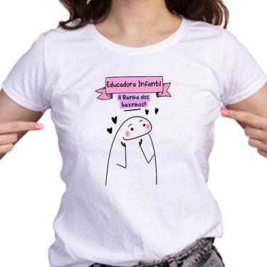 Imagem de 1 Camiseta Bonequinho Flork Meme Educadora Infantil A Rainha dos Baixi