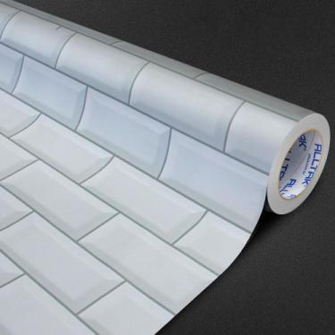 Imagem de Papel de Parede Lavavél Autoadesivo Alltak Decor Metro Branco Fosco 1,