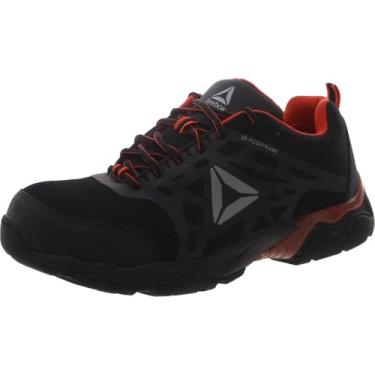 Imagem de Reebok Tênis de trabalho masculino RB1061 Beamer bico de segurança sem costura, acabamento preto e vermelho, Preto, 7.5 Wide