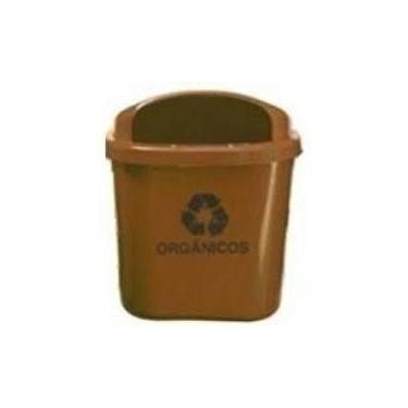 Imagem de Cesto Individual Coleta Seletiva 40L Poste Parede Marrom - Jsn, Branco