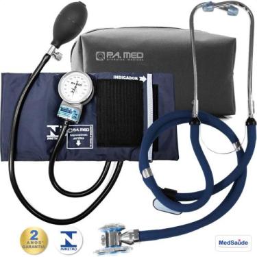 Imagem de Kit Aparelho De Medir Pressão Esfigmomanômetro + Estetoscópio PA Med -