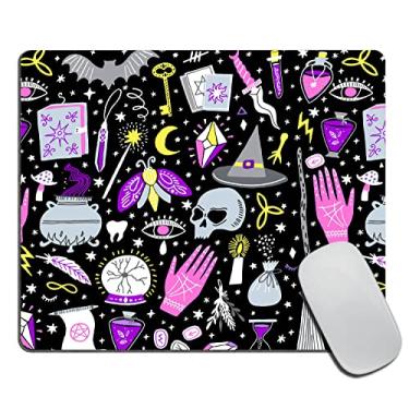 Imagem de Black Alchemy Magic Witchcraft Bohemian Drawing Mouse Pad Base de borracha antiderrapante para jogos para computadores, laptop, escritório, 240 mm x 200 mm x 3 mm