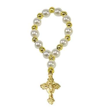 Imagem de Mini terço pérolas- 50 unidades - brazil cups, PEROLADO C/ DOURADO