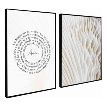 Imagem de Quadros Decorativos Pai Nosso religioso circulo abstrato sala quarto Com Moldura vidro (Moldura Preta, 40x60, Sem Vidro)