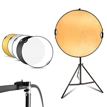 Imagem de Selens Refletor de Fotografia de 43 "Com Suporte de Luz de 6,5 Pés, Refletor de Luz de Alça para Fotografia, Refletor 5 Em 1 com Suporte de Fotografia e Kit de Suporte