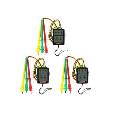 Imagem de Kit 3 Fasímetro Trifásico Detecção Presença Fase Rotação Pontas Prova 