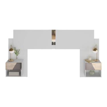 Imagem de Cabeceira Casal/queen Com Espelhos E 2 Mesas De Cabeceira 232cm Multimóveis Mp4326 Branco Branco