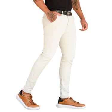 Imagem de Calça Social Masculina Sarja Bolso Embutido Slim Skinny - Mitchelgutto