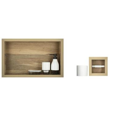 Imagem de Nicho Para Banheiro Em Porcelanato E Porta Papel Higiênico Simples - K