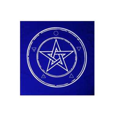 Imagem de Toalha Pentagrama Força Wicca para Tarô Azul e Branco 70CM - Flash