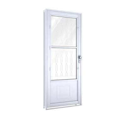 Imagem de Porta de Aço de Giro com Postigo 215 x 90 x 12cm Grade Mosaico Direita