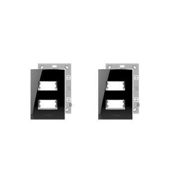 Imagem de KIT 2 Placa 4x2 2 Módulo Black Piano Alumbra Inova Pro Class
