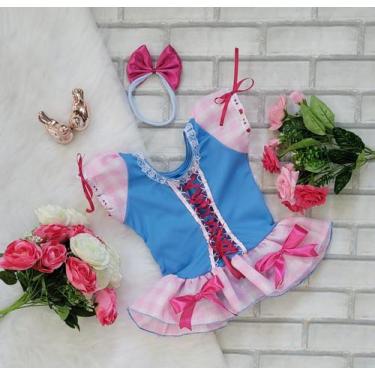 Imagem de Fantasia Body Caipira Azul Turquesa Com Rosa - coloribaby