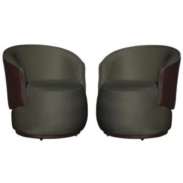 Imagem de Kit 02 Poltrona Decorativa Redonda Bia Composê Veludo/material sintéti