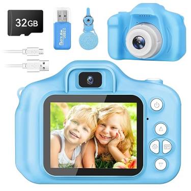 Imagem de GPOSY Câmera infantil para meninos e meninas, câmera digital com gravador de vídeo 1080P HD, cartão SD 32GB, brinquedo para aniversário e Natal, idades 3 a 10 anos (azul)
