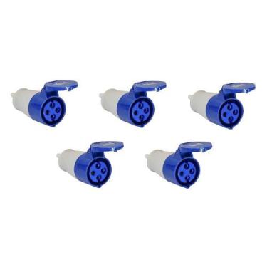 Imagem de Kit 5 tomada acoplamento 3p+t 32a azul 9h 220/250v omg 4259 - OMEGA