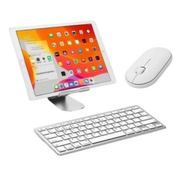 Imagem de Kit Mouse e Teclado Bluetooth + Suporte Ajustáve Para Tablets até 13 P