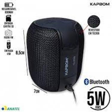 Imagem de Caixa De Som Potente Bluetooth Usb Pendrive Sd - Kapbom, Preto